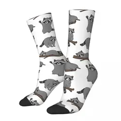 Raccoons Funny Men's Socks Vintage Raccoon Cute Animal Harajuku Crazy Crew Sock Gift Pattern Printed