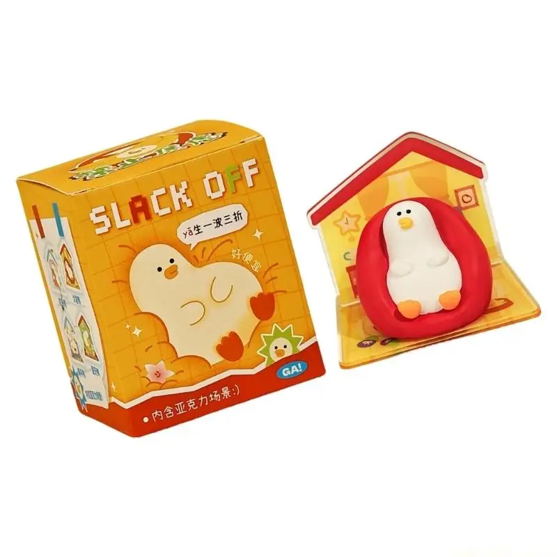 QX2E Resin Duck Statue Sculptures Table Ornament Funny Slack Off Duck Figurines Decors