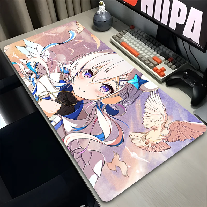 Mouse Pad Laptop Rubber Extended Desktop Mat Computer Gamer HD Mousepad PC Gaming Accessories Hololive Amane Kanata Keyboard Pad