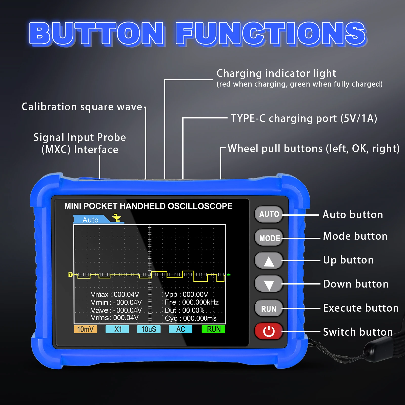 High-Performance Lightweight Handheld Oscilloscope - 2.5MS/s Sampling Rate, 250kHz Bandwidth, For Education Research Industry - Image 5
