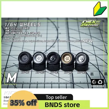 Chezhidao 1/64 고무 타이어 유형 M 수정 부품 직경 10mm 모델 자동차 레이싱 차량 장난감 Hotwheels Tomica와 ABS 바퀴