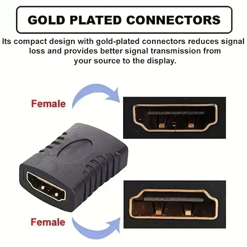 2Pc Extender Adapter Coupler Connector HDMI Female To Female F/F 1080P 4K HDTV