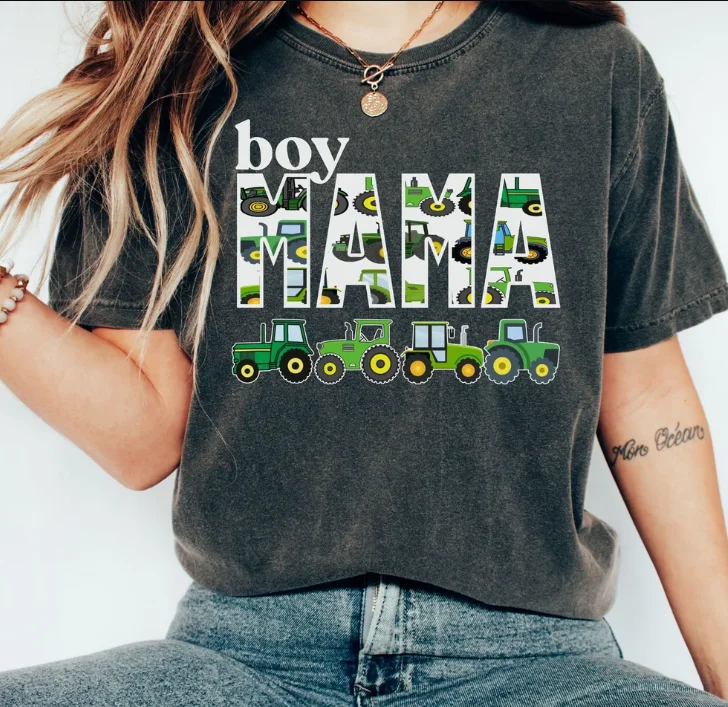 Boy Mama Shirt, Tractor Shirt, Green Tractor Mom, Boy Mother, Mommy Shirt