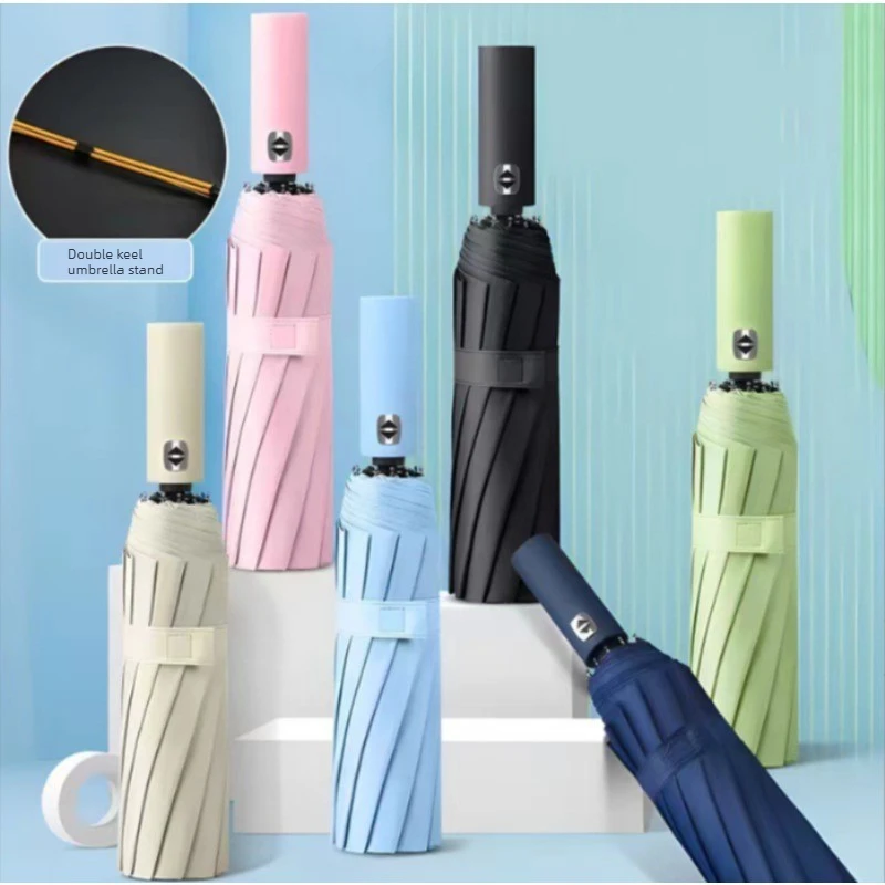 Best-selling sun protection and shade umbrella with double ribs, folding rain and sun umbrella with UV protection function