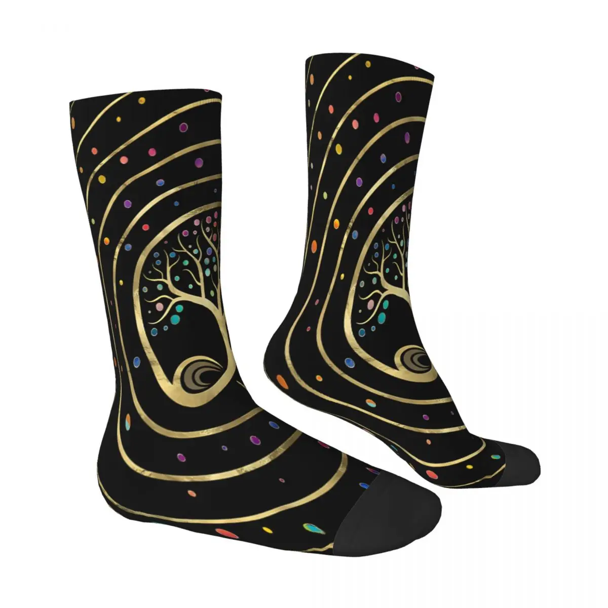 Colorful Dot Viking Tree of Life Yggdrasil Infinity Spiral Socks Male Mens Women Winter Stockings Harajuku