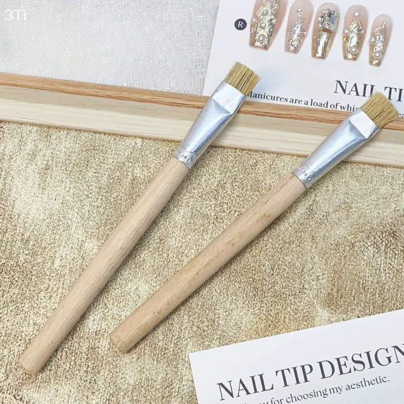 Nail Pen Brush Hard Bristle Styling Brush Cleaning Brush With Wooden Handle Nail Tools