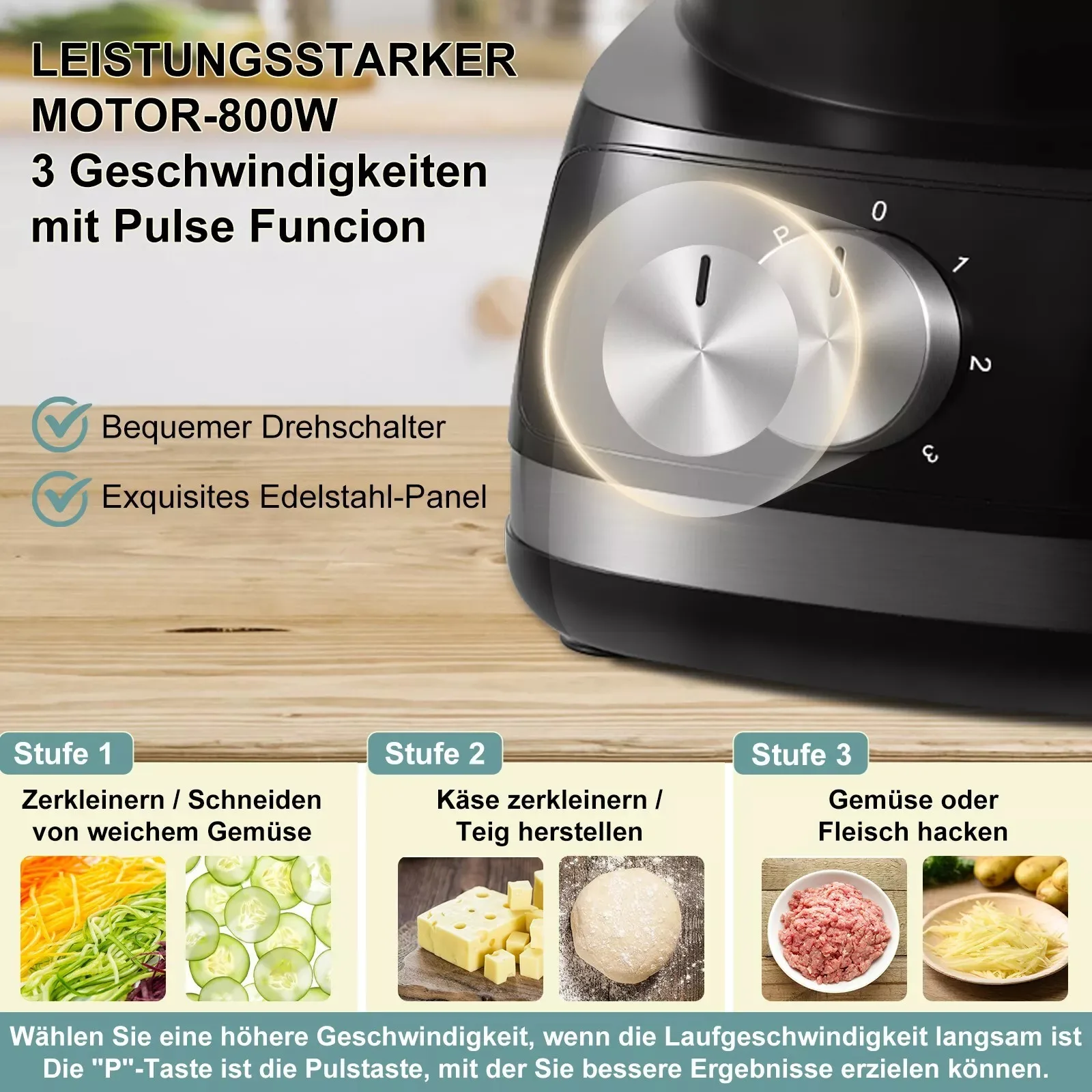 Topstrong 800W 8-in-1 Meat Grinder 3 Speeds Kitchen Food Processor EUFP421