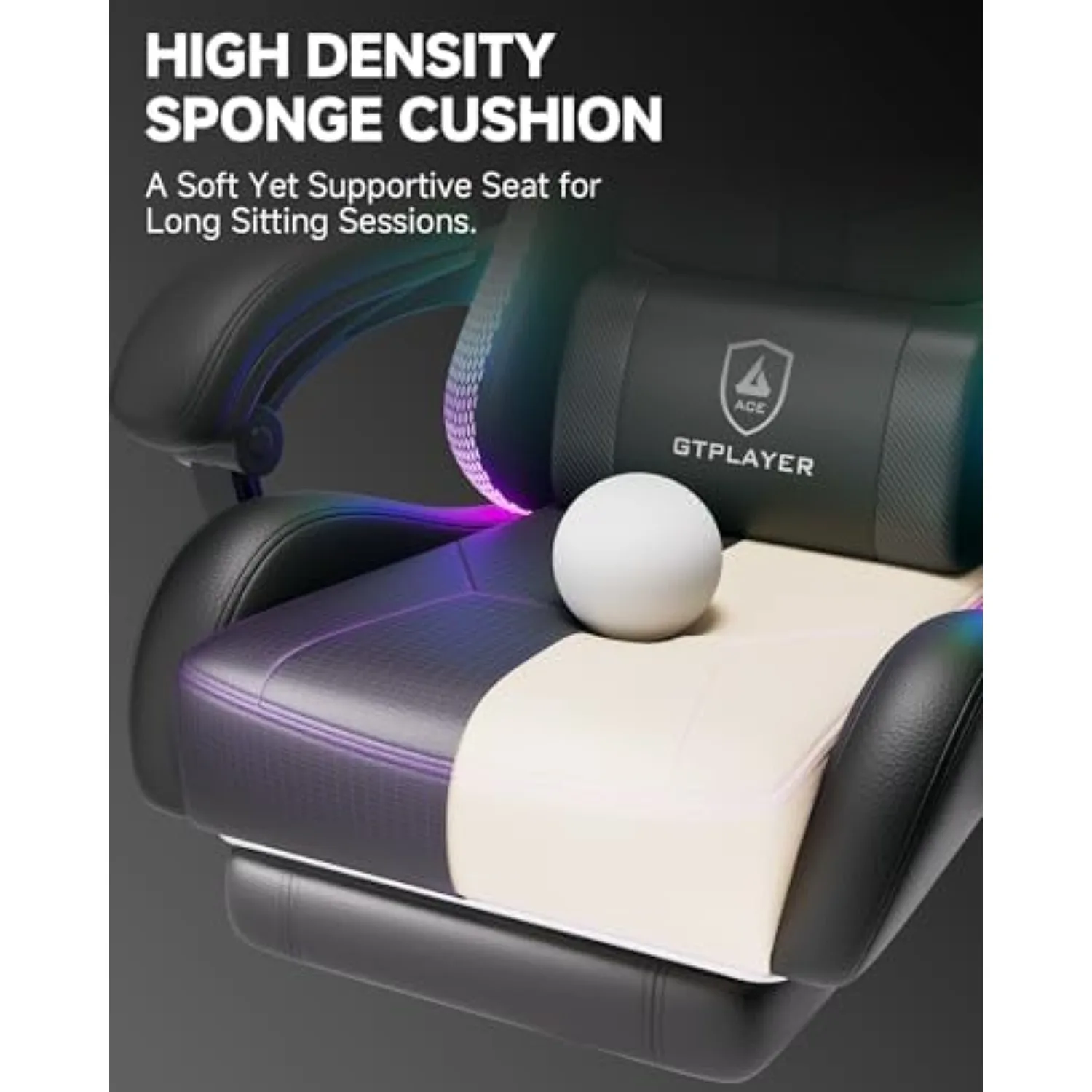 Gaming Chair, Computer Game Chair for Adults, RGB Black | Ergonomic Comfort Video Game Chair with Footrest view 6