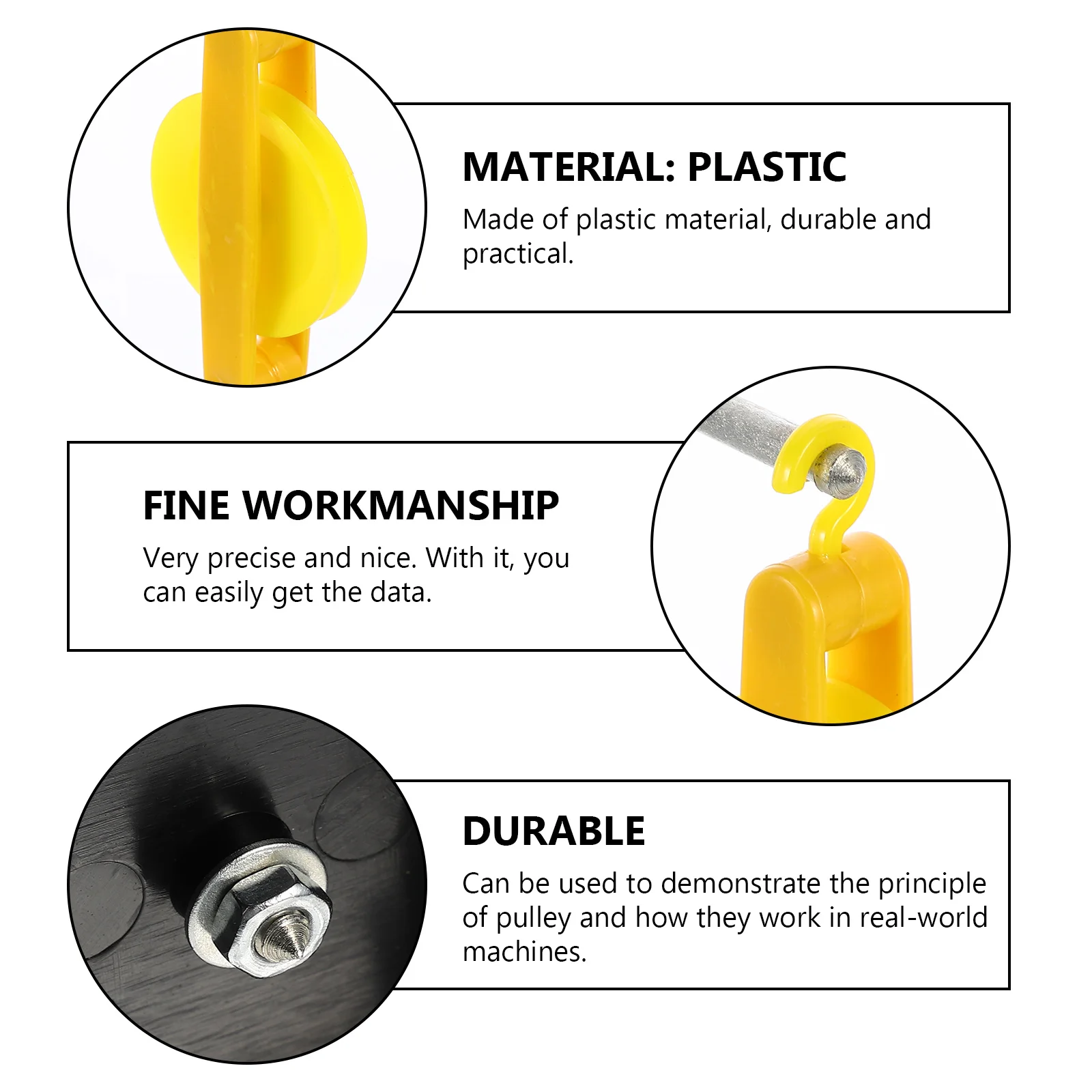 1 Set Plastic Pulley Block Stand Physics Experiment Learning Mechanical Advantage Science Lab Classroom Teaching Tools