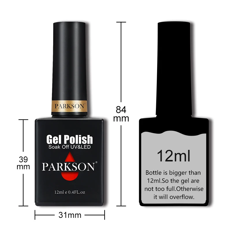 Parkson 12ml UV Gel Nail Polishes Pink Wine Red Colour Semi Permanent Nails Art Gel Soak Off LED Base Top Coat Lakiery Hybrydowe