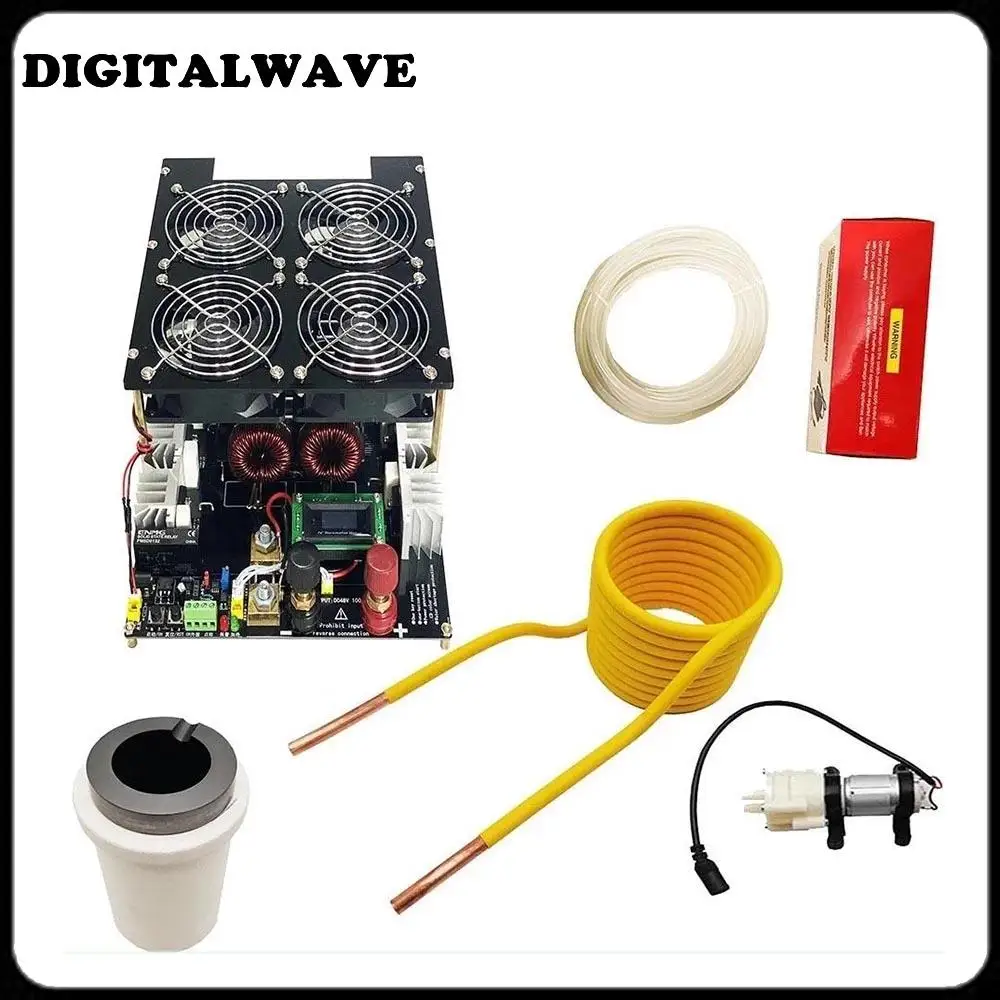 New 5000W ZVS Induction Heater Induction Heating PCB Board Heating Machine Melted Metal + Coil+Pump