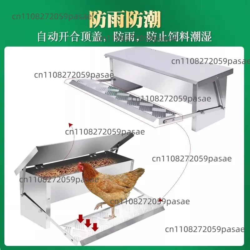 Chicken trough Pedal type chicken supplies, material trough, rainproof and mouse-proof, automatic chicken feeding tool