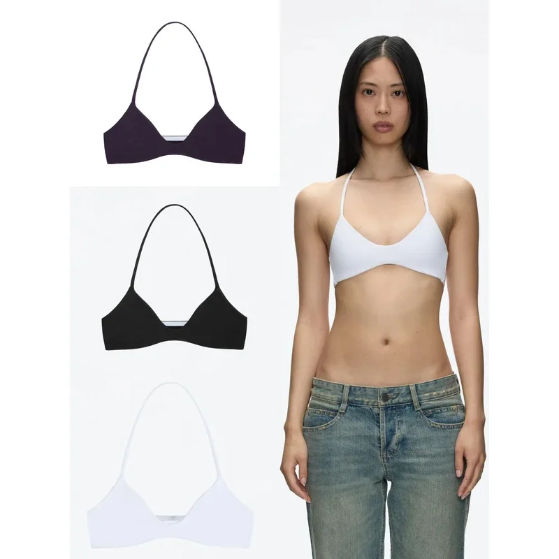 Tank Women's Halter Neck Bra, Sexy Low-Cut Sports Bra, Close-Fitting Stretchy Yoga Top