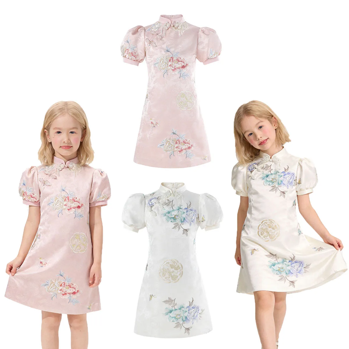 Princess Girls' Dress Summer New Product Embroidered Chinese Style New Chinese Qipao Children's Clothing