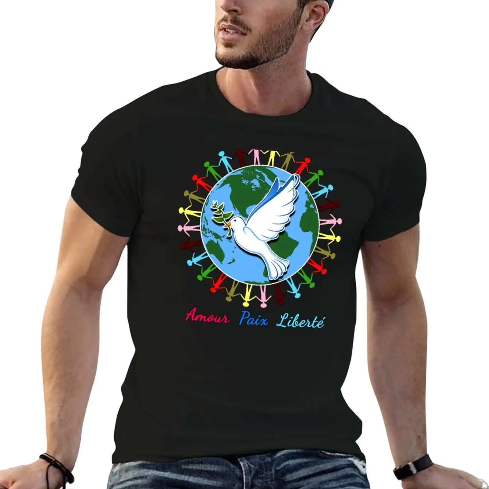 T-shirt Amour Paix Liberté pour homme, 100% coton, marque de luxe, t-shirts pour homme, t-shirt de luxe