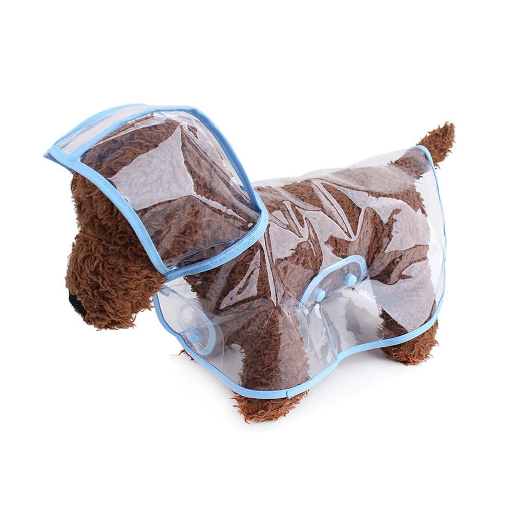 

Waterproof Puppy Raincoat Transparent Small Dog Rainwear Clothes Size S Blue Lightweight Packable Pet Poncho Puppy Raincoat