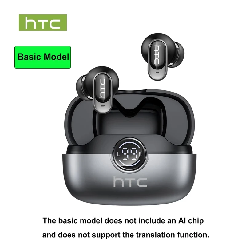 HTC NE79 TWS Bluetooth 6.0 Kopfhörer mit KI-Übersetzer, In-Ear HiFi-Sound Headset für Sport mit Klarer Anrufqualität und Mikrofon