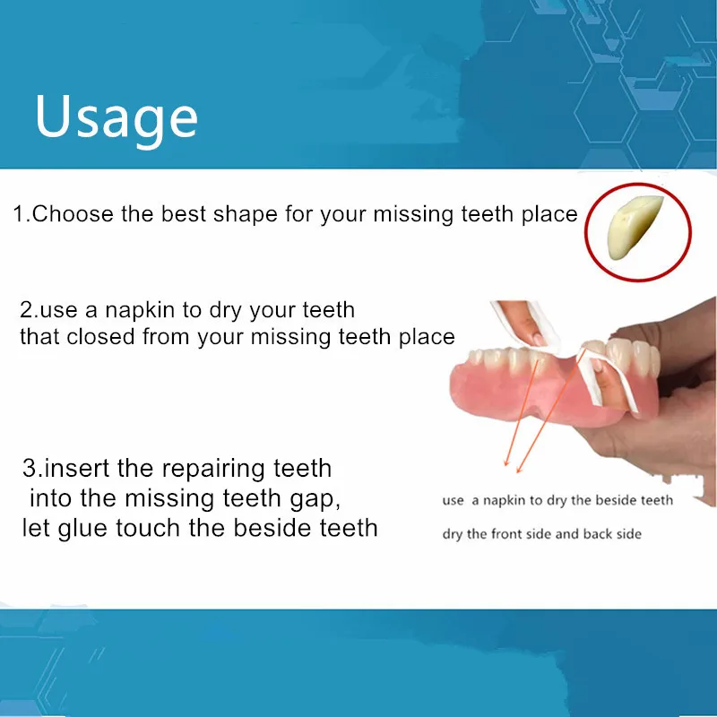 SowSmile New 10pcs Temporary Dental Oral Fake False Snap on Real Instant SmileTeeth Tooth Repair Veneers Kits Building Glue