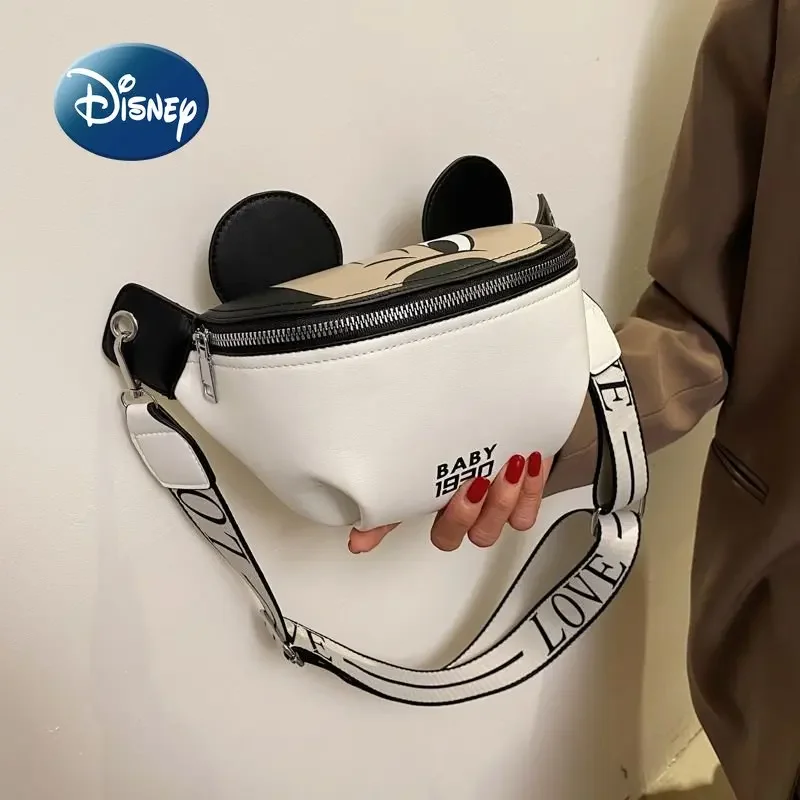 Nuevo bolso de cintura de Mickey de Disney para mujer, bolso cruzado de marca de lujo para mujer, bolso de pecho de moda de dibujos animados de gran capacidad de alta calidad