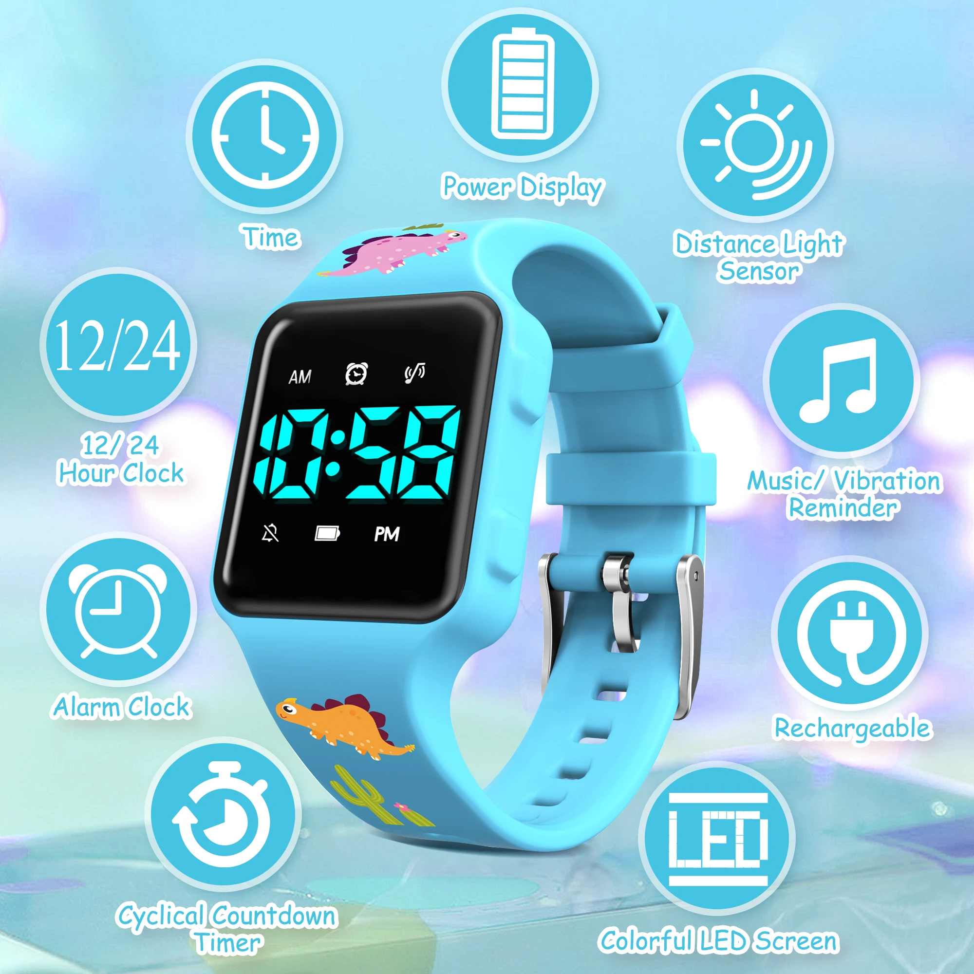 Kids Potty Training Watch Waterproof Digital Rechargeable Watches for Toddler withAlarm Clocks andVibration Reminder Timer Watch