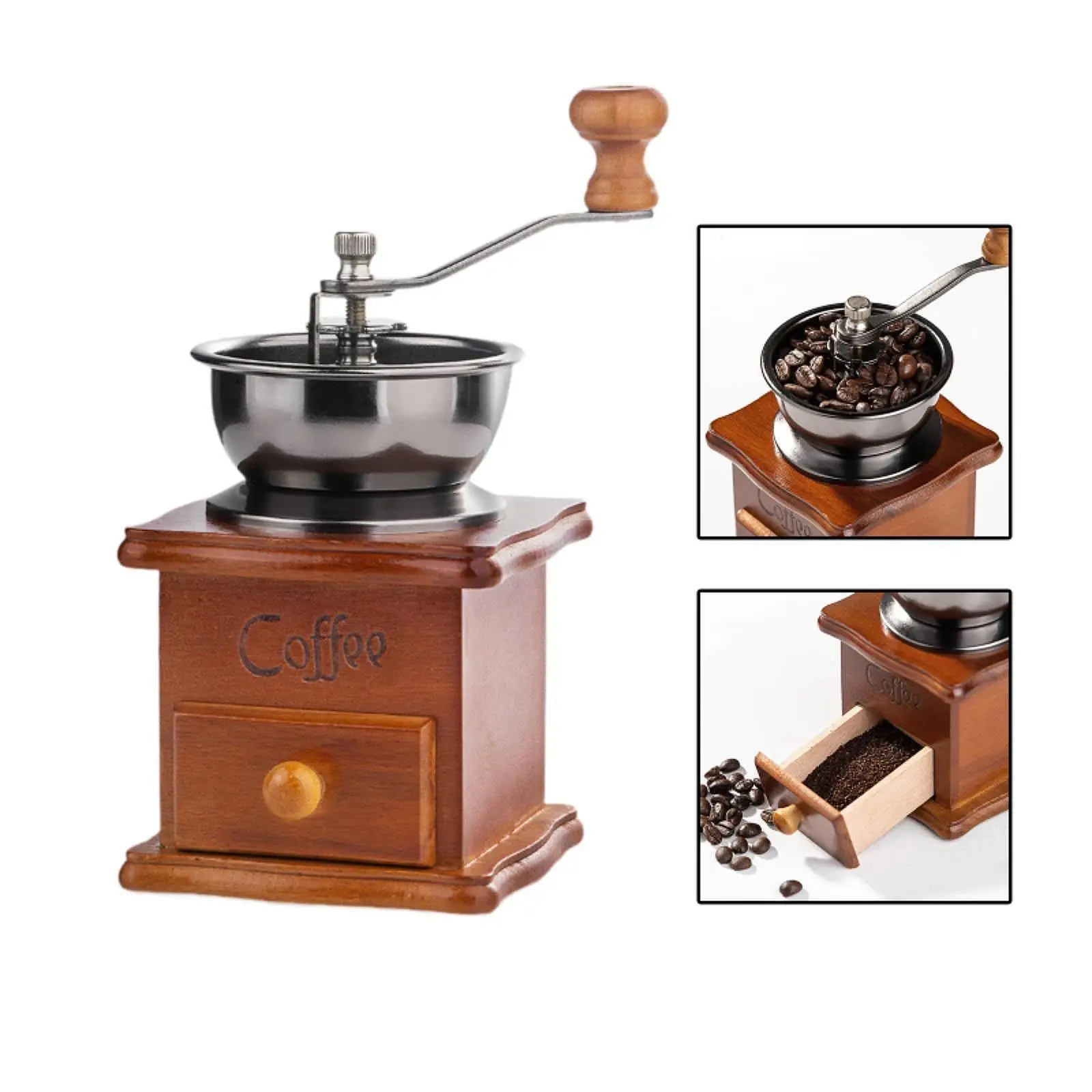 Ручная кофемолка для кофейных зерен, ретро коническая мельница, портативная классическая ручная кофемолка для офиса, путешествий, дома, подарок, пресс
