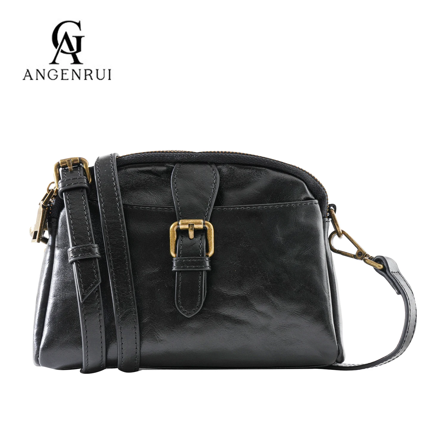 ANGENGRUI Brand New Luxury Mobile Phone Small Bag First Layer Cowhide Korean Style Simple Casual Messenger Bags