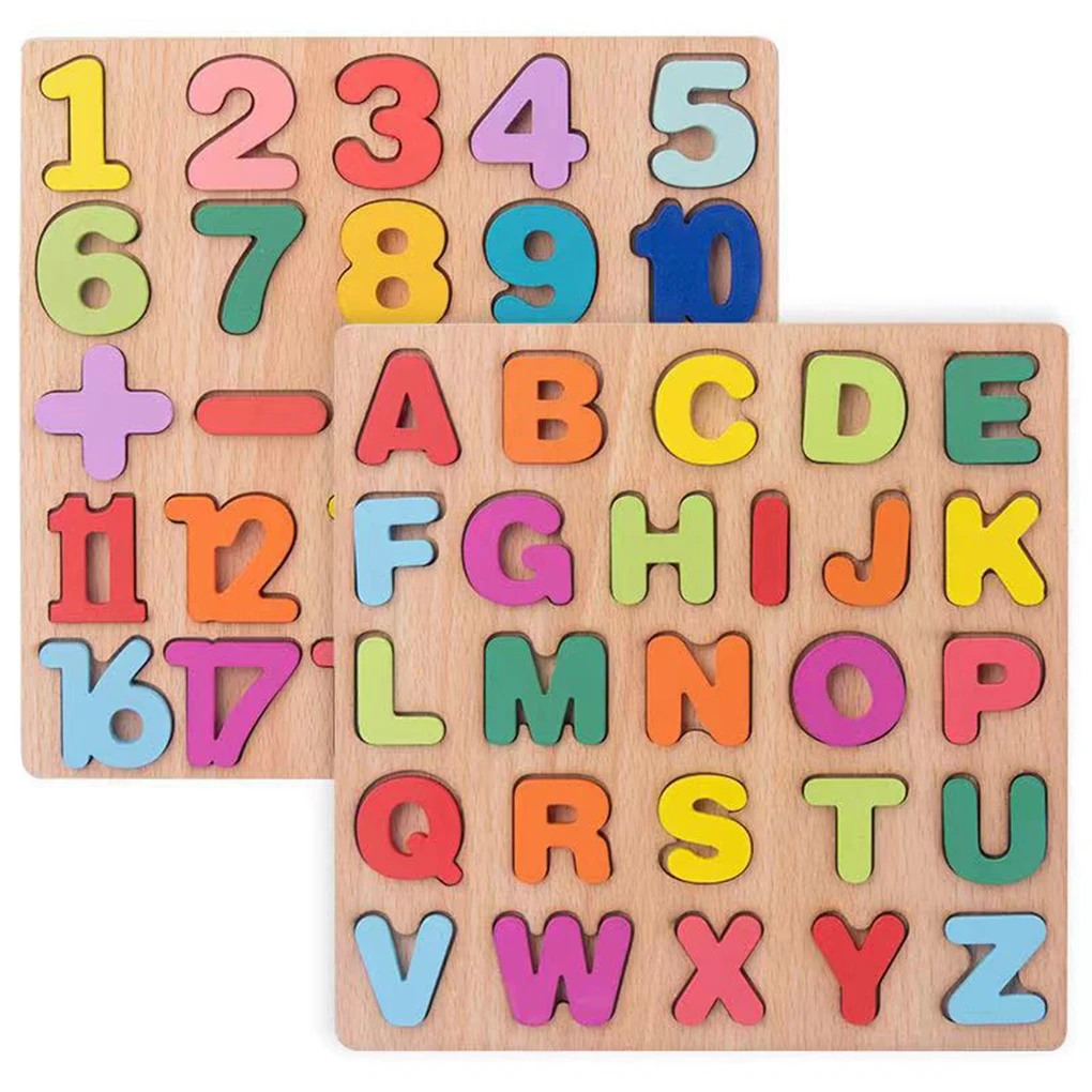 Toys Wooden Kids Learning Number Alphabet Early Toddlers Educational