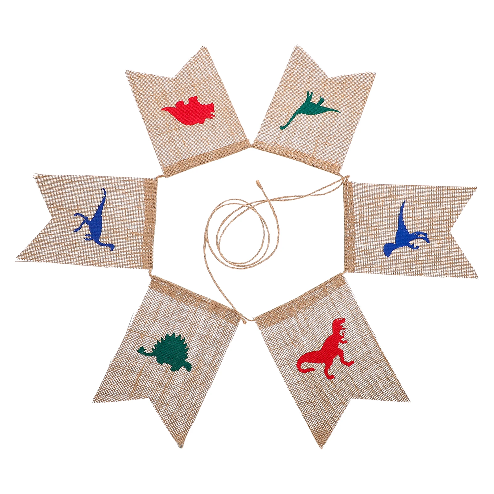 

Party Bunting Flag Linen Banner for Swallowtail Dinosaur Colorful Decoration