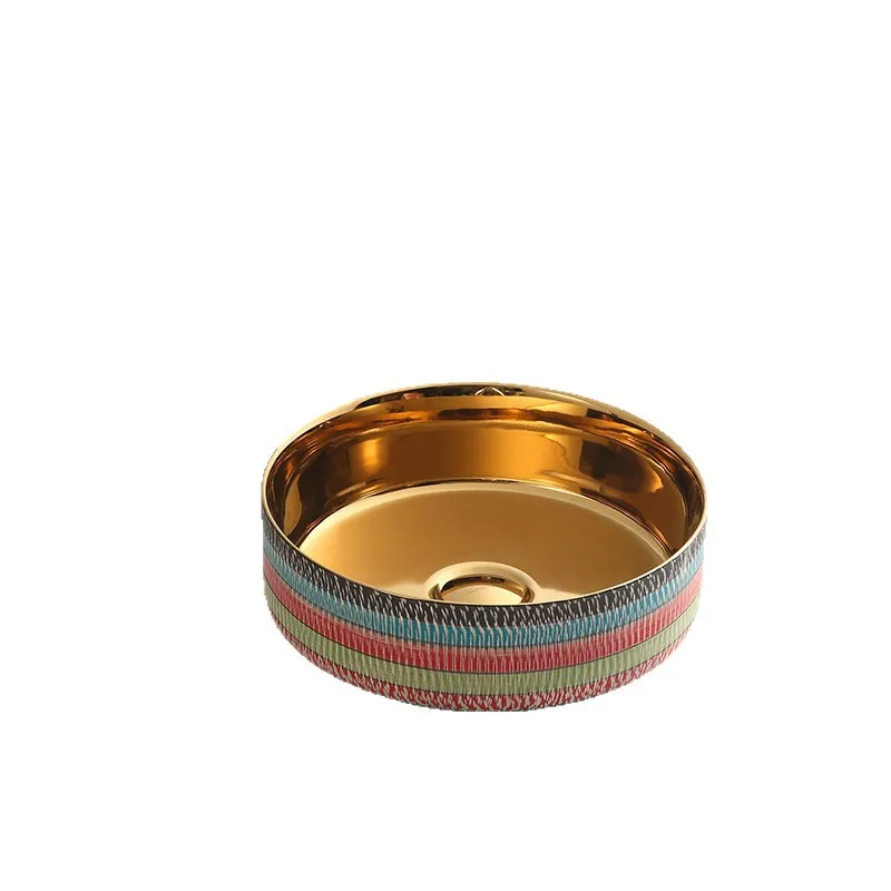 Electroplated gold wash basin Color gold washbasin Golden flower basin Light luxury