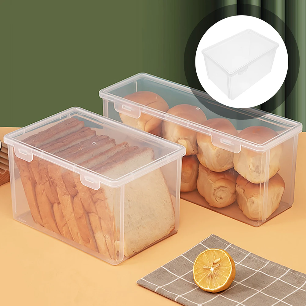 

2pcs Fridge Sealing Box Leakproof Clear Plastic Storage Case Snack Fruit Bread Dispenser Freezer Food Box Refrigerator for Easy