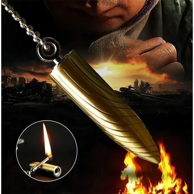 

New Bullet Pendant Lighter Metal Material Waterproof Matches for Thousands of Uses Igniter Travel Emergency Tool Men's Gift