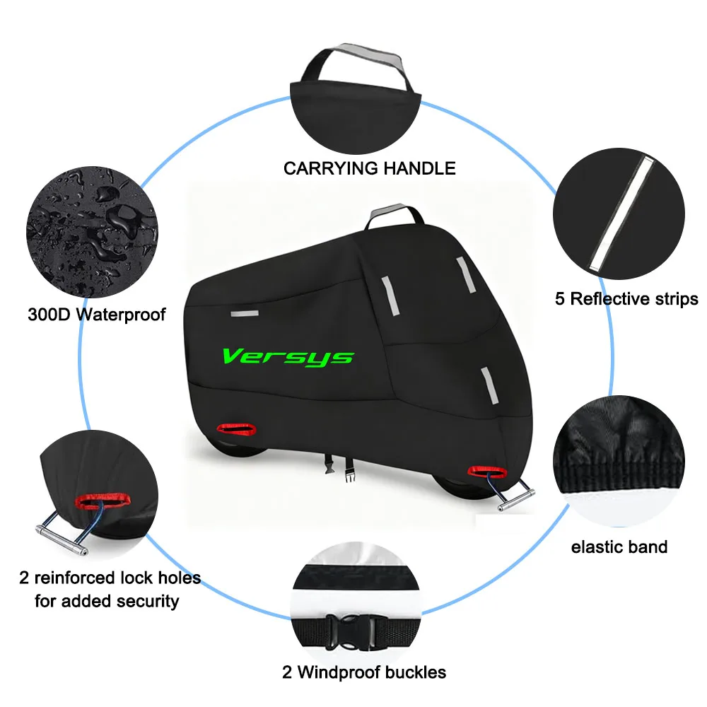 Motorcycle Cover 300D Oxford Waterproof Outdoor Indoor Snow Dust UV Protection for VERSYS650 1000 Versys 650 300 1000