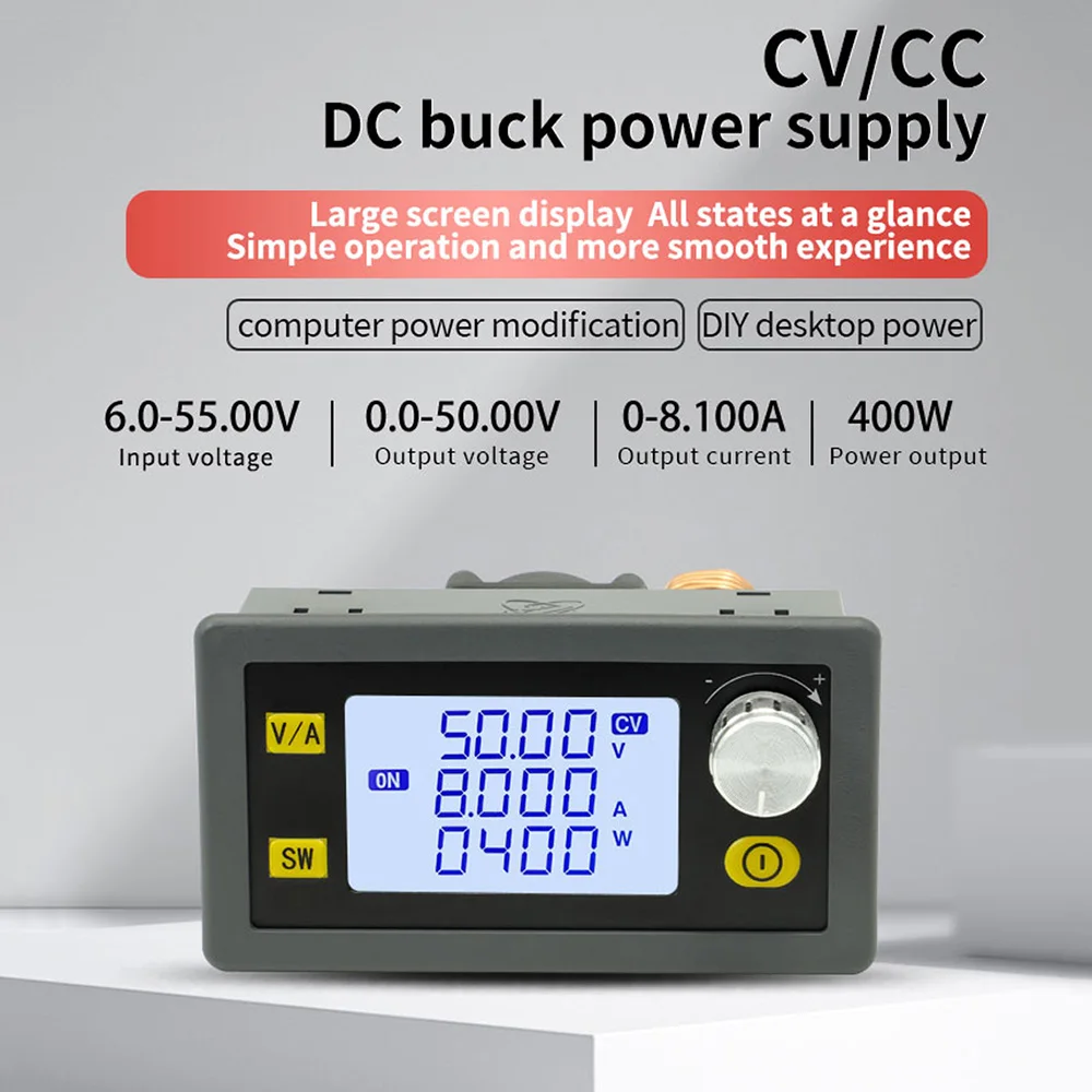 250W 400W CC CV DC-DC Buck Boost Converter 6~55V to 0~50V Adjustable Regulated Laboratory Power Supply Module