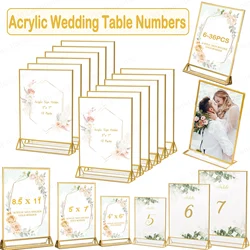 Gold Acrylic Sign Holder Wedding Table Numbers Picture Frames Menu Holder Table Decor for Restaurant Signs Photos Art Display
