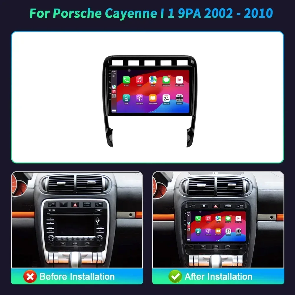 Car Radio Android 14 For Porsche Cayenne I 1 9PA 2002-2010 WIFI Multimedia Bluetooth Carplay Wireless 4G GPS Touch Screen Stereo