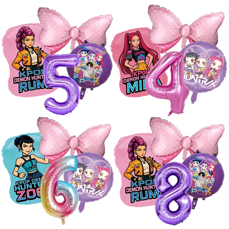 مجموعة بالونات Kpop Demon Hunters Number لتزيين حفلات أعياد الميلاد والفيلم والبنات من الألومنيوم للأطفال والحفلات المفضلة لديكور المنزل #1