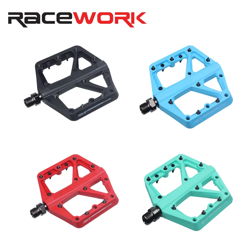 RACEWORK Mtb Pedals Flat Nylon Pedal For Bicycle Platform Bearing Footrest Speed Ultralight Vtt Crankbrothers Mountain Bike