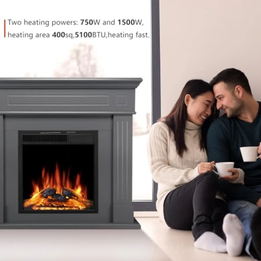 43 elektrische schoorsteenmantel houten surround firebox tv-standaard met vrijstaand ontwerp afstandsbediening bediening verstelbare LED