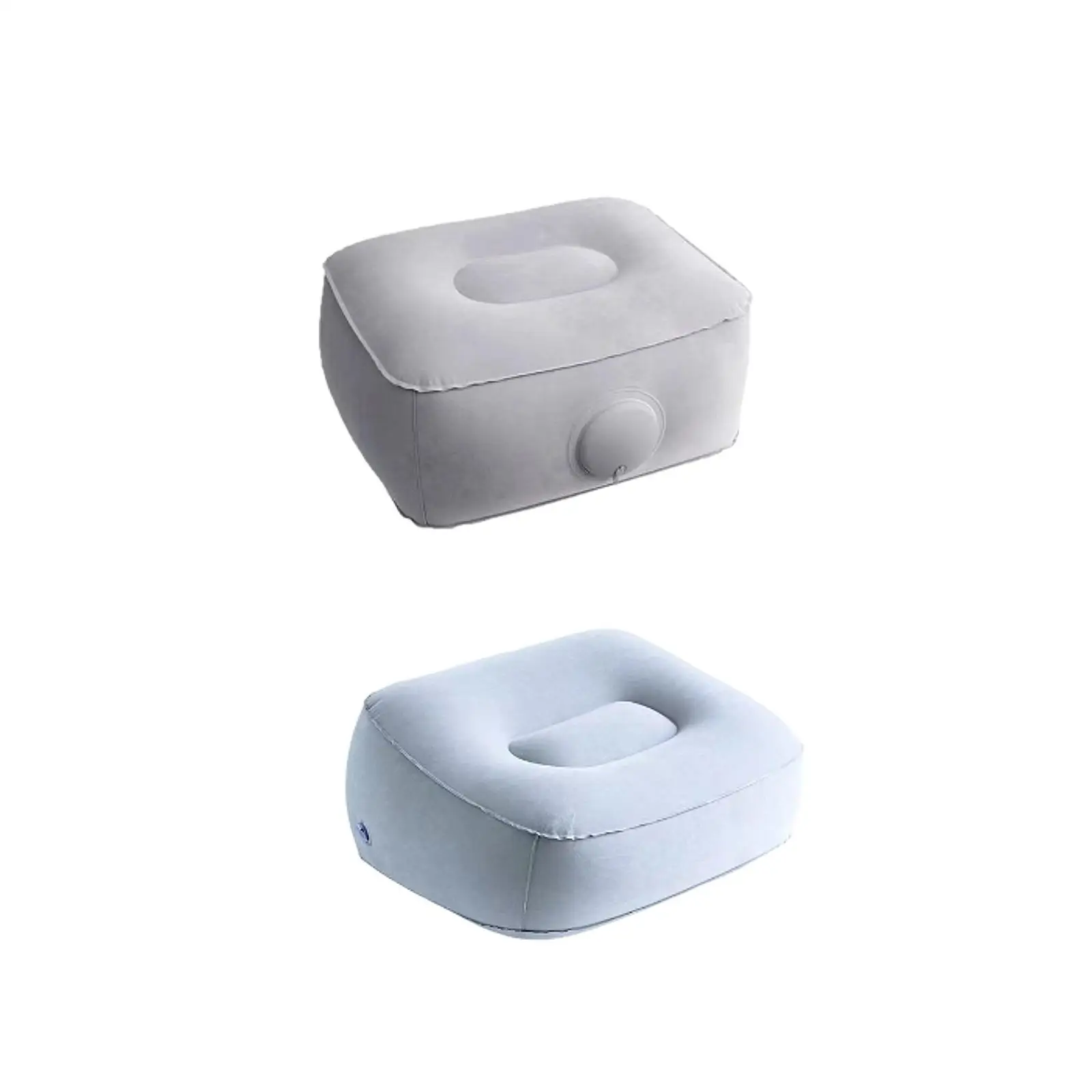 Press-to-Inflate Footrest Cushion - Portable Inflatable Seat for Concerts, Camping, Fishing - Light Beige Fabric with