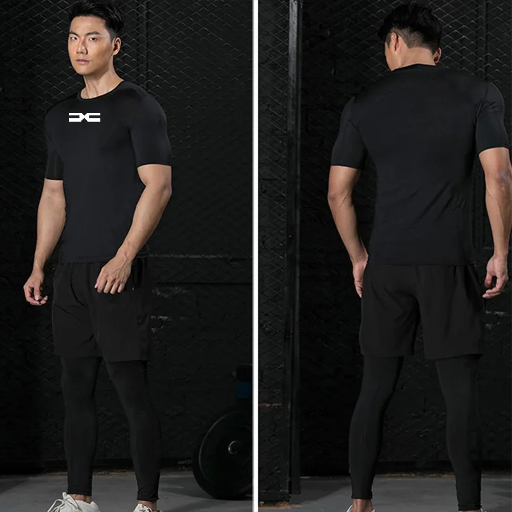 2026-Compression T Shirt Men Summer Sportswear Running T-shirt Elastic Quick Dry Sport Tops Tee Athletic Gym Workout Shirts Men