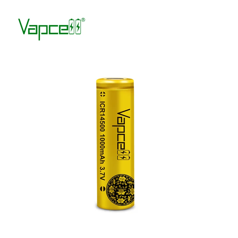 Original Vapcell ICR14500 1000mAh Battery 3.7V 3A Capacity Rechargeable 14500 Lithium Ion Batteries For Flashlight PK 14500p