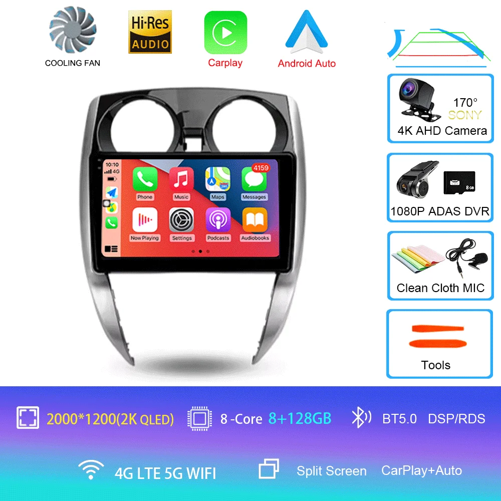 Nissan Note 2 E12 2012 - 2021 Carplay Auto 4G+WIFI GPS autoradio navigatie multimedia videospeler stereo BT Android 16