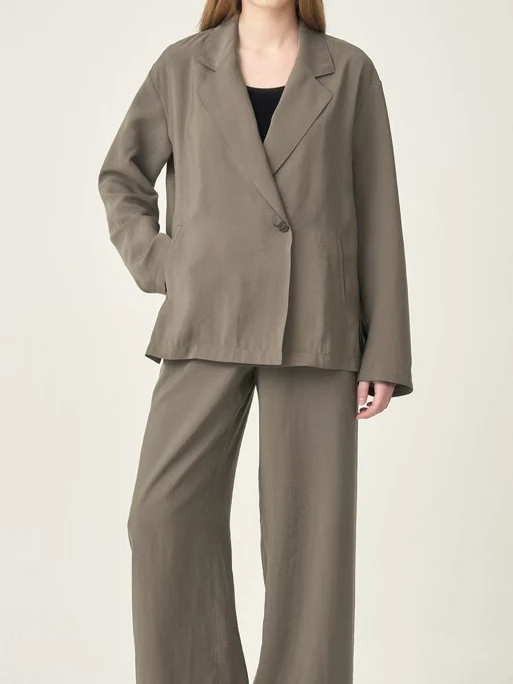

Ele Chic Women's Suit Set 2025 Autumn Collection Loose Fit Long Pants Jaet Combo Versatile Workwear Faionable Outfit