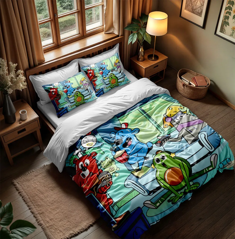 Laughing Cartoon Duvet Cover Set King Queen Double Full Twin Single Size Bed Linen Set