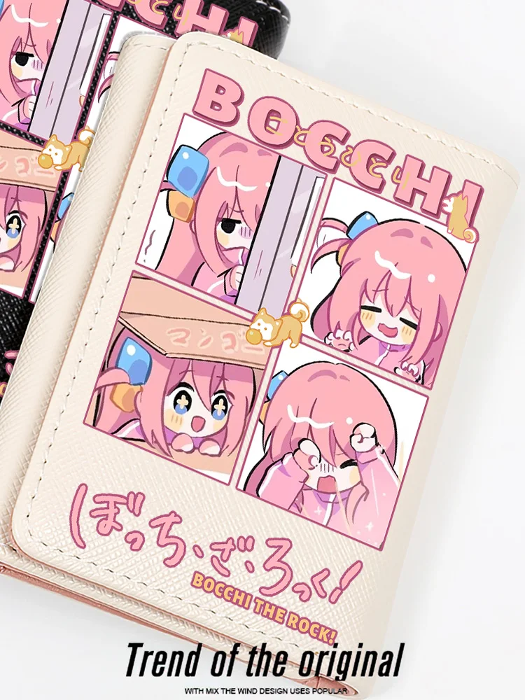 BOCCHI THE ROCK! Anime Gotoh Hitori Kawaii Short Wallet Card and Coin Purse Folding Wallets for Boy Girl Student Gifts