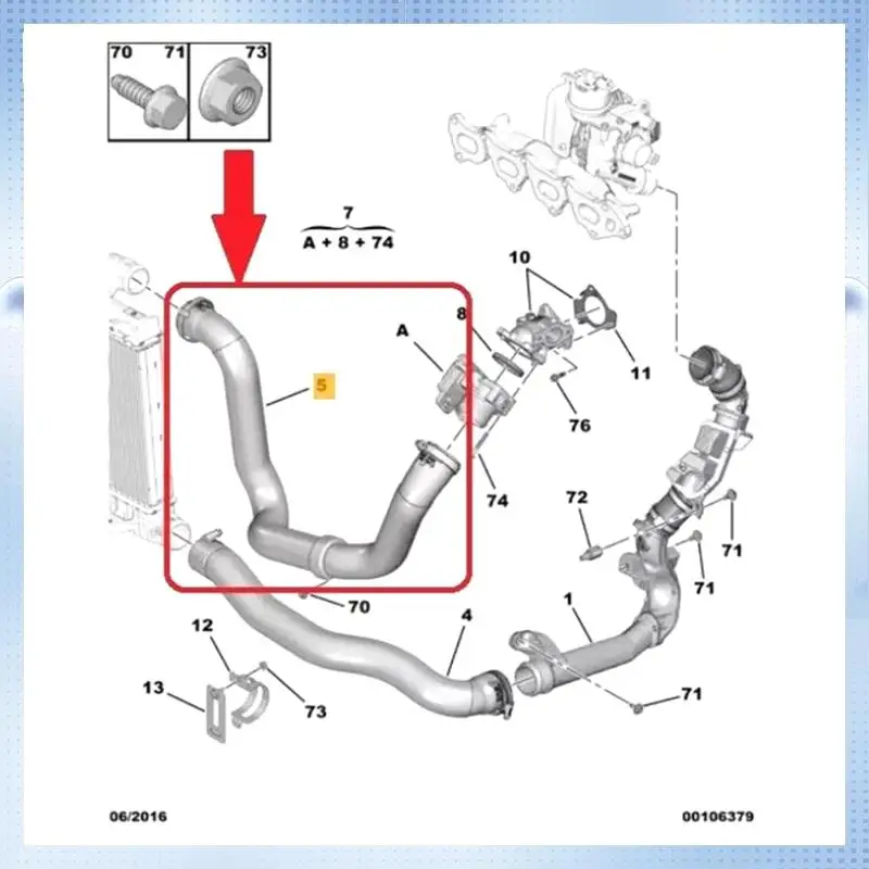 

A70R-For Expert Citroen Jumpy 2.0 HDI Turbo Intercooler Hose Pipe Engine Cooling Hose 9806720880