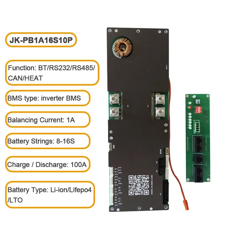 Smart BMS PB1A16S10P 8S 16S 24 v 48v lifepo4 battery 100A BMS Compatible with Deye//Growatt CANBUS RS485 JK BMS