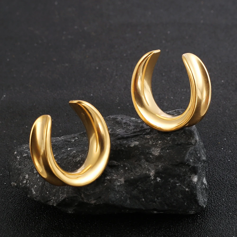 Casvort 2 PCS New Saddle Ear Tunnel Plug Piercing Ring Expander Studs Stretchers Fashion Body Piercing Jewelry Earrings Gift