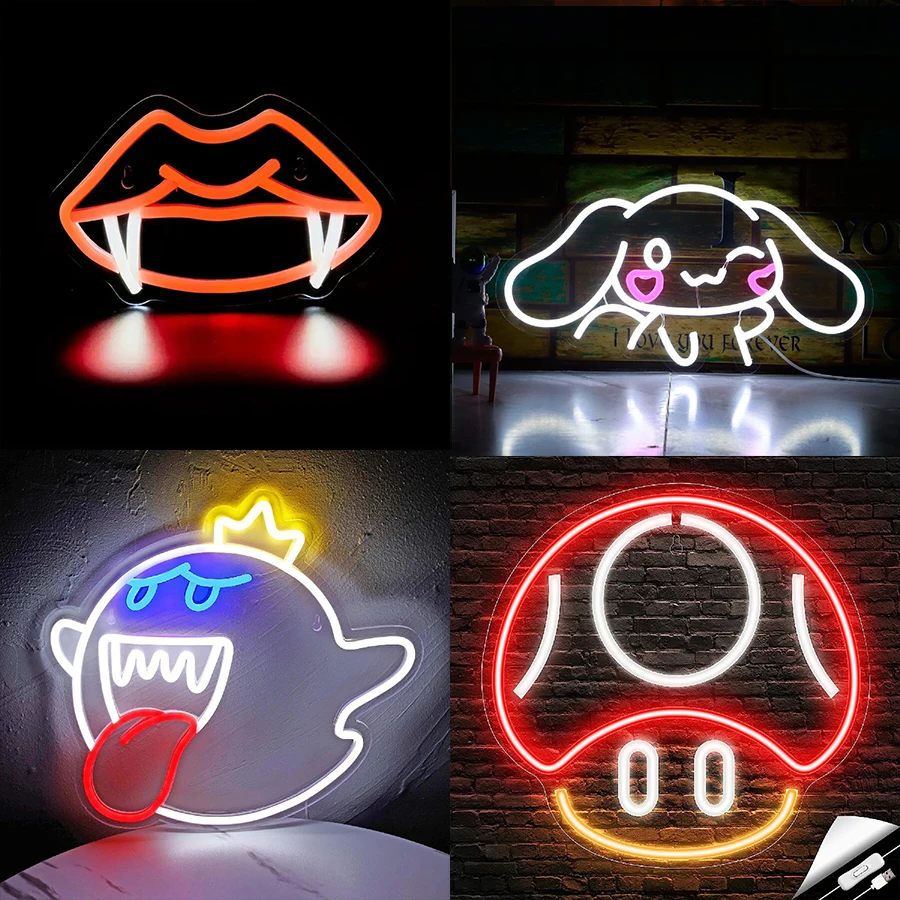 Neon Sign The Ghost Face LED Neon Light  Lamp Acrylic Sign for Game Room Decor Gaming Light Accessory Gifts for Boy Room Decor