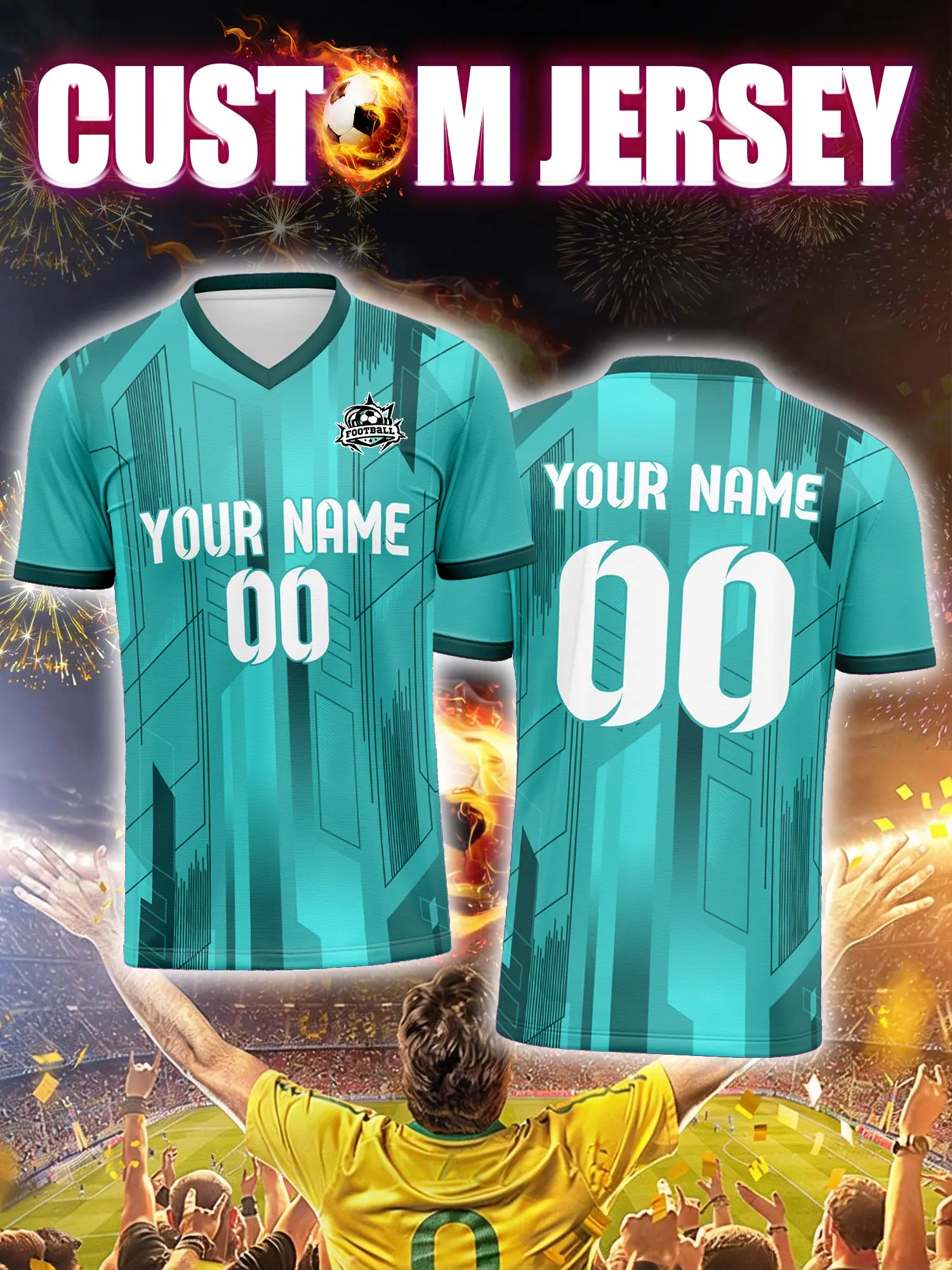 

Футболка для футбола с индивидуальным изображением, номером и именем, в евро-американском стиле.